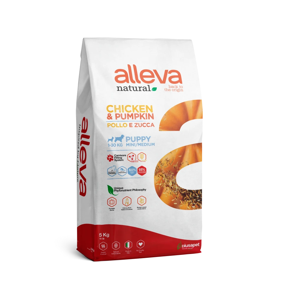 Crocchette per Cani Cuccioli Mini/Medium Zucca e Pollo 5 KG