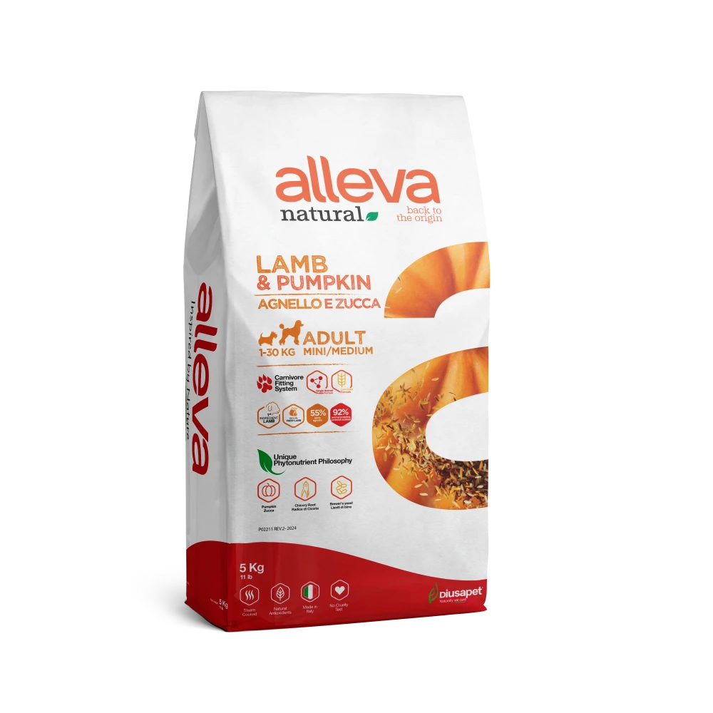 Crocchette per Cani Adulti Natural (Agnello & Zucca) – Mini/Medium 5 KG