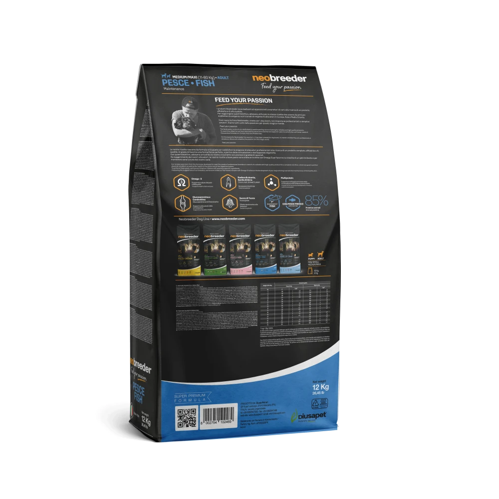 P10246neobreeder Dog Adult Fish Medium Maxi 12 Kg Back