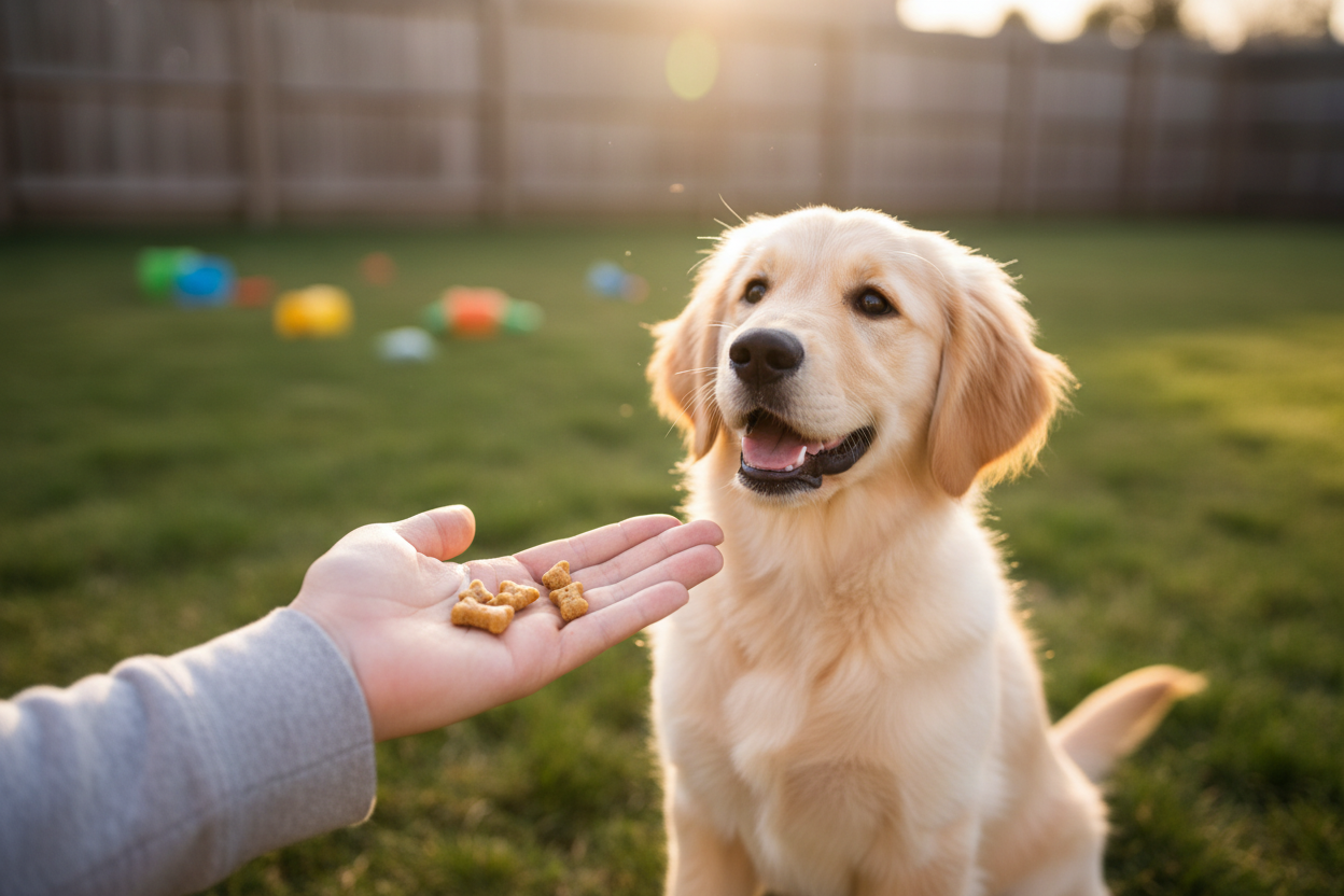 puppy training, Offer small, bite-sized pieces to avoid overfeeding and to ensure your puppy stays focused during training. Smaller portions are also easier for them to chew and digest.