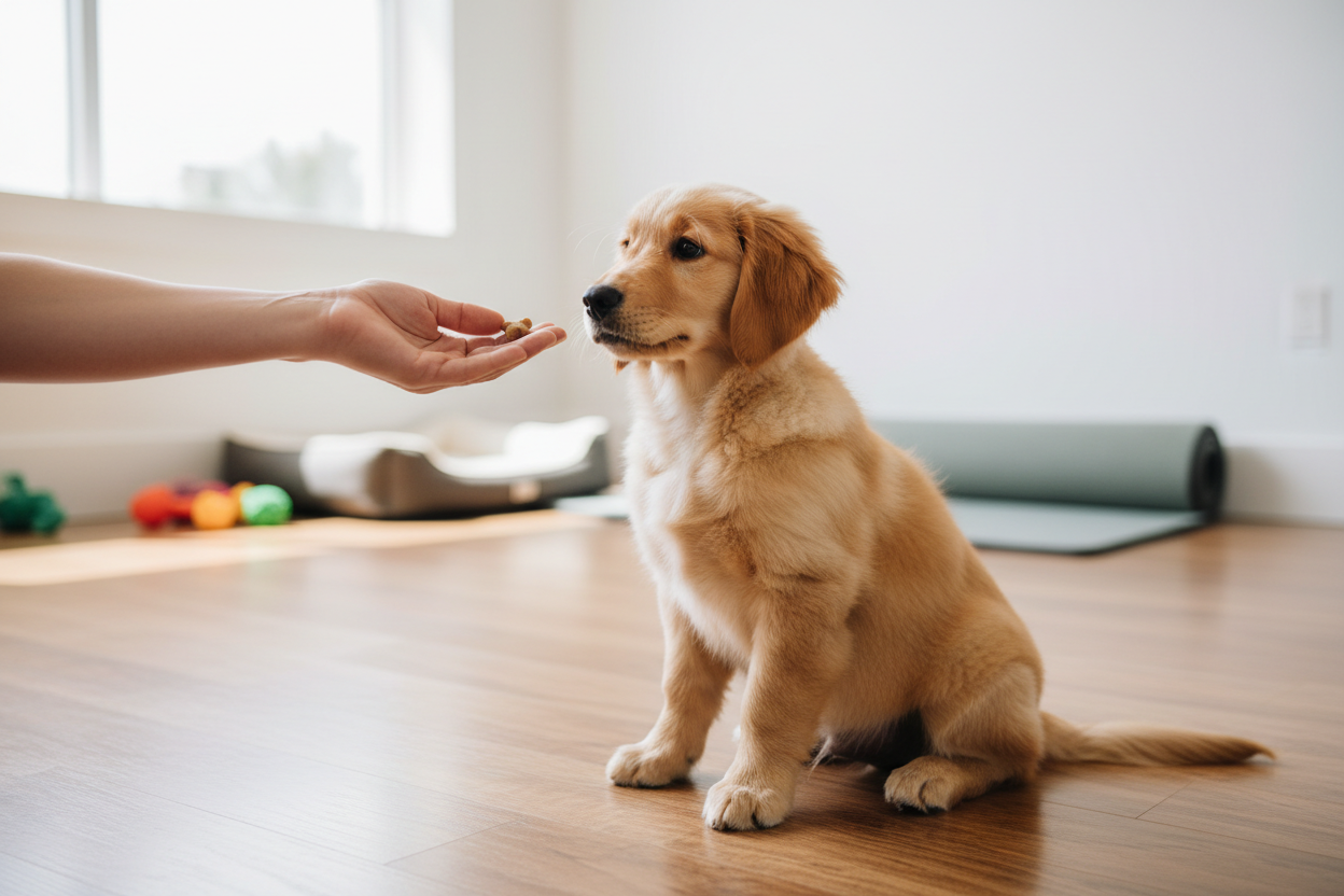 puppy training with treats